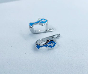 Серьги Кристалл-L С-04_узор_гол вес 1.5 г серебро, эмаль купить,NaN