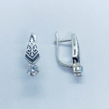 Серьги Кристалл-L С-25-12 вес 5 г серебро, фианит купить,NaN