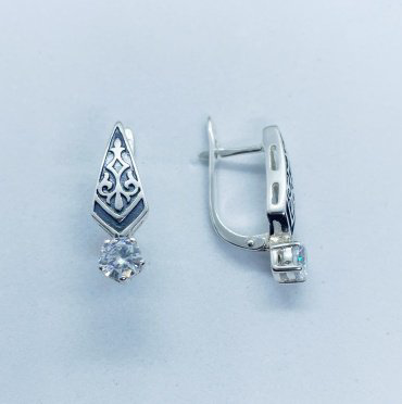 Серьги Кристалл-L С-25-12 вес 5 г серебро, фианит купить,NaN