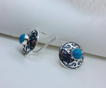 Серьги Кристалл-L С-35-52 вес 9.58 г серебро, бирюза купить,NaN