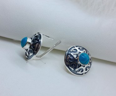 Серьги Кристалл-L С-35-52 вес 9.58 г серебро, бирюза купить,NaN