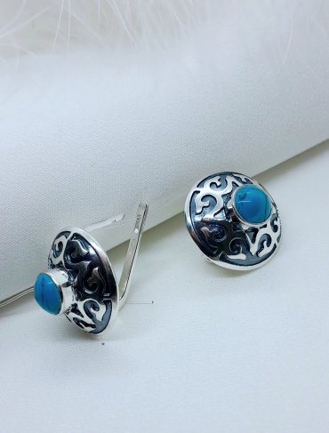 Серьги Кристалл-L С-35-52 вес 9.58 г серебро, бирюза купить,NaN