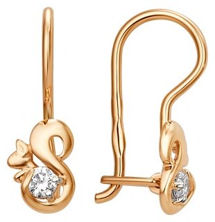 Серьги Династия 011282-1102 вес 1 г золото, фианит купить,NaN