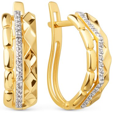 Серьги DINASTIA 027052-4102 вес 3 г золото, фианит купить,NaN