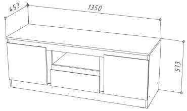 ТВ-тумба напольная Dominika тумба ТВ-135, Белый, 135x51.3x45.3 см, белый купить,NaN