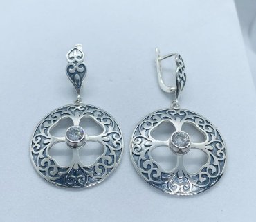 Серьги Кристалл-L С-25-45 вес 11 г серебро, фианит купить,NaN