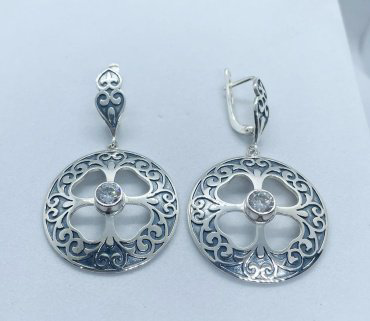 Серьги Кристалл-L С-25-45 вес 11 г серебро, фианит купить,NaN
