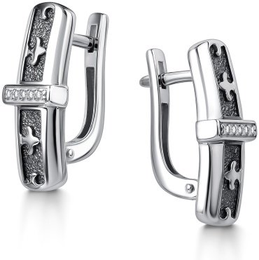 Серьги АЛЬКОР 02-4452_00КЦ-17 вес 3.3 г серебро, фианит купить,37680