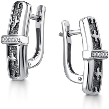 Серьги АЛЬКОР 02-4452_00КЦ-17 вес 3.3 г серебро, фианит купить,37680