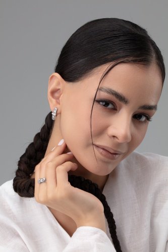 Серьги АЛЬКОР 02-4452_00КЦ-17 вес 3.3 г серебро, фианит купить,37680