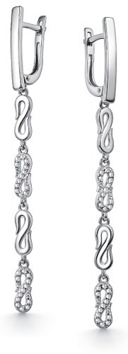 Серьги АЛЬКОР 02-4457_00КЦ-00 вес 4.6 г серебро, фианит купить,NaN