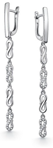 Серьги АЛЬКОР 02-4457_00КЦ-00 вес 4.6 г серебро, фианит купить,NaN