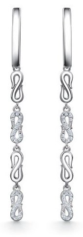 Серьги АЛЬКОР 02-4457_00КЦ-00 вес 4.6 г серебро, фианит купить,NaN
