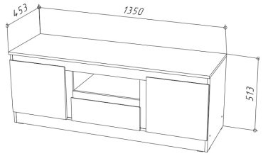 ТВ-тумба напольная Dominika тумба ТВ-135, Дуб Вотан, 135x51.3x45.3 см, коричневый купить,0