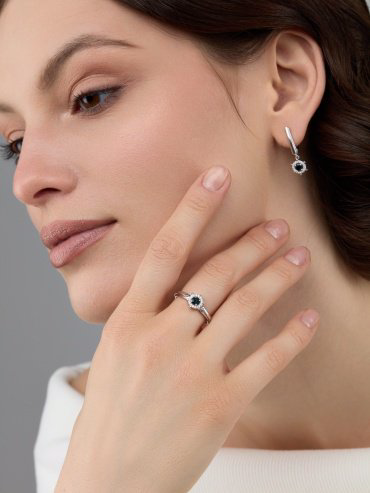 Серьги АЛЬКОР 02-4290_00ТЛ-00 вес 3.3 г серебро, фианит, лондон топаз купить,NaN