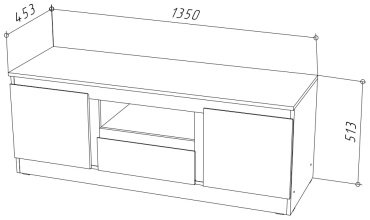 ТВ-тумба напольная НК-Мебель STERN ТВ-135, 135x51.3x45.3 см, белый купить,0