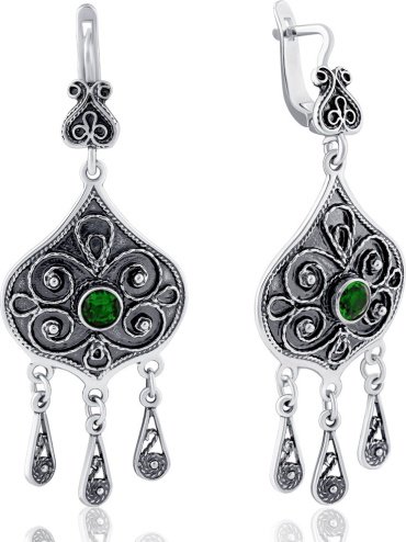 Серьги Кристалл-L С-25-55_з вес 13 г серебро, фианит купить,NaN