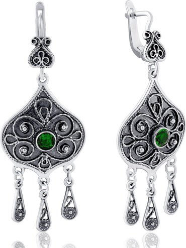 Серьги Кристалл-L С-25-55_з вес 13 г серебро, фианит купить,NaN