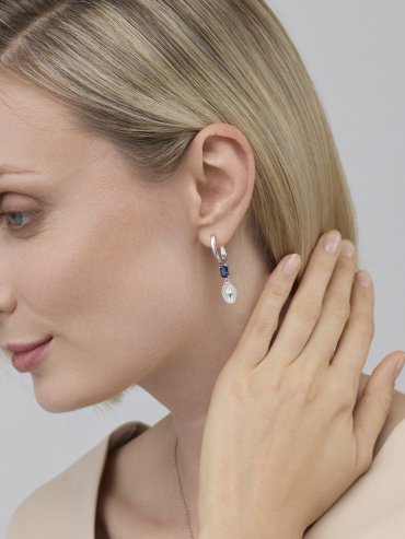 Серьги АЛЬКОР 02-4623_0ГТС-00 вес 5 г серебро, наносапфир купить,NaN
