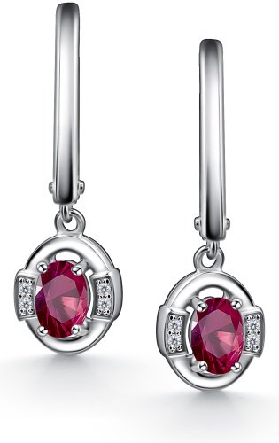 Серьги АЛЬКОР 02-4563_000Р-00 вес 3.6 г серебро, рубин, фианит купить,56720