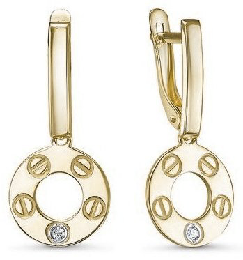 Серьги КЮЗ Дельта л1202604 вес 3 г золото, фианит купить,NaN