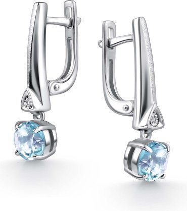Серьги АЛЬКОР 02-4343_БРТБ-00 вес 3.4 г серебро, топаз, бриллиант - ForteMarket Серьги АЛЬКОР 02-4343_БРТБ-00 вес 3.4 г серебро, топаз, бриллиант купить,31040