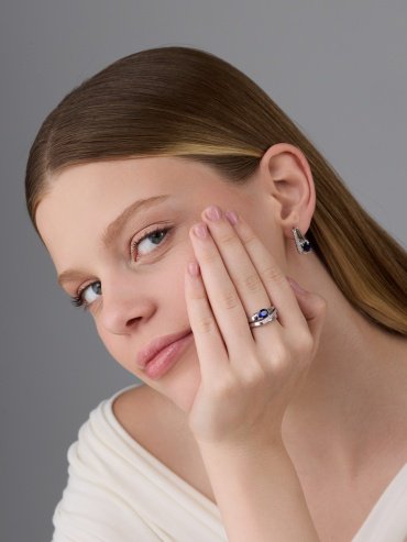 Серьги АЛЬКОР 02-4422_0ГТС-00 вес 3.5 г серебро, наносапфир, фианит - ForteMarket Серьги АЛЬКОР 02-4422_0ГТС-00 вес 3.5 г серебро, наносапфир, фианит купить,28920