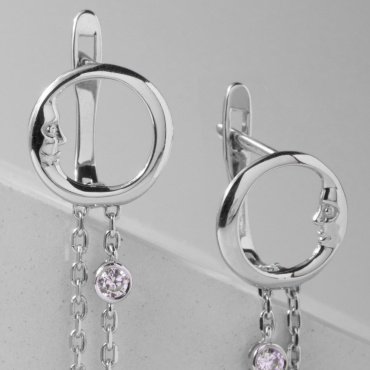 Серьги Династия 019132-3101 вес 1.8 г золото, фианит купить,NaN