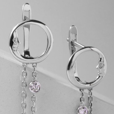 Серьги Династия 019132-3101 вес 1.8 г золото, фианит купить,NaN