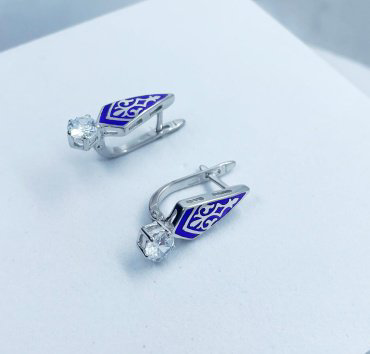 Серьги Кристалл-L С-25-12/2_фиол вес 5 г серебро, эмаль, фианит купить,NaN