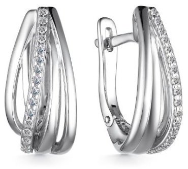 Серьги АЛЬКОР 02-3335_00КЦ-00 вес 6.4 г серебро, фианит купить,NaN