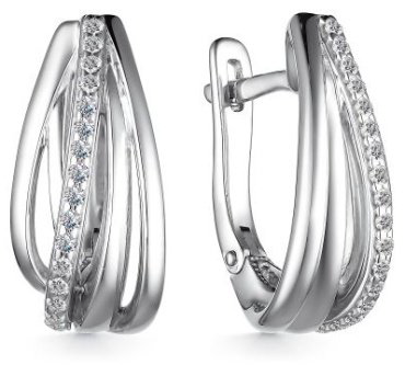 Серьги АЛЬКОР 02-3335_00КЦ-00 вес 6.4 г серебро, фианит купить,NaN