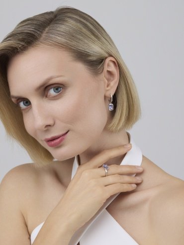 Серьги АЛЬКОР 02-4431_0ТЗК-00 вес 4.8 г серебро, кристалл купить,NaN