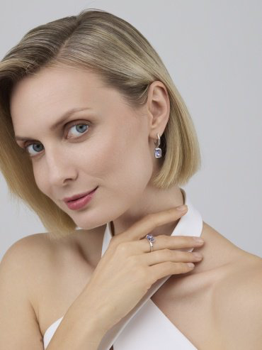 Серьги АЛЬКОР 02-4431_0ТЗК-00 вес 4.8 г серебро, кристалл купить,NaN