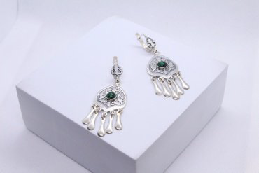 Серьги Кристалл-L С-35-66 вес 10.2 г серебро, кошачий глаз купить,NaN