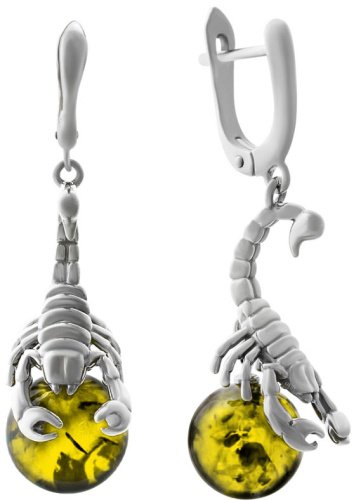 Серьги AMBER TEAM 429021338qq вес 6.8 г серебро, янтарь купить,52000