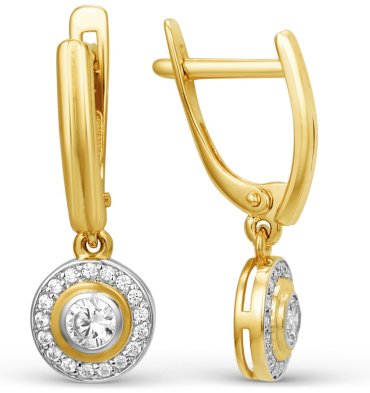 Серьги Династия 002512-4102 вес 2 г золото, фианит купить,NaN