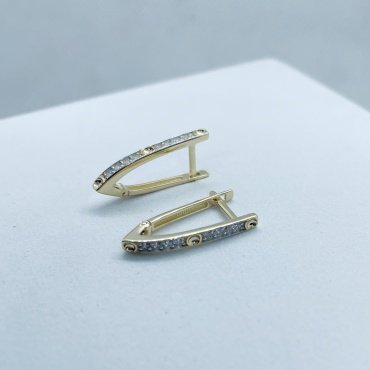Серьги КЮЗ Дельта л1206824/1 вес 2.4 г золото, фианит купить,198400