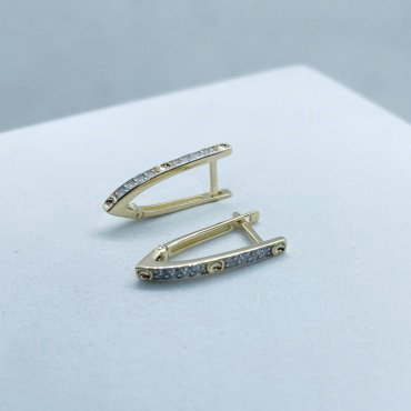 Серьги КЮЗ Дельта л1206824/1 вес 2.4 г золото, фианит купить,198400