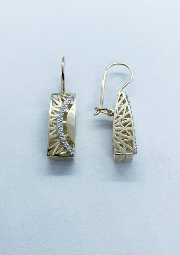 Серьги Династия 903842-4102 вес 2.9 г золото, фианит купить,236000