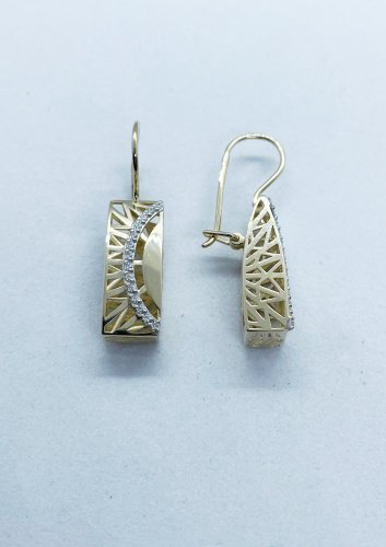 Серьги Династия 903842-4102 вес 2.9 г золото, фианит купить,236000