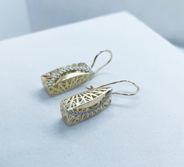 Серьги Династия 903842-4102 вес 2.9 г золото, фианит купить,236000