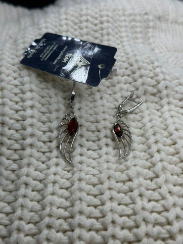 Серьги DARVIN 929041064ab вес 4.1 г серебро, янтарь купить,NaN