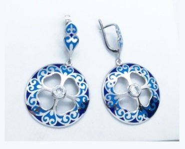 Серьги Кристалл-L С-25-45\1_гол вес 10 г серебро, фианит, эмаль - ForteMarket Серьги Кристалл-L С-25-45\1_гол вес 10 г серебро, фианит, эмаль купить,30000