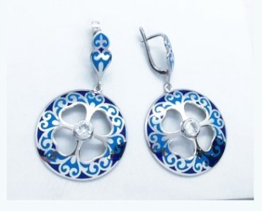 Серьги Кристалл-L С-25-45\1_гол вес 10 г серебро, фианит, эмаль - ForteMarket Серьги Кристалл-L С-25-45\1_гол вес 10 г серебро, фианит, эмаль купить,30000