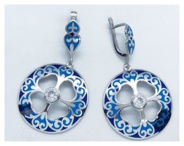 Серьги Кристалл-L С-25-45\1_гол вес 10 г серебро, фианит, эмаль - ForteMarket Серьги Кристалл-L С-25-45\1_гол вес 10 г серебро, фианит, эмаль купить,30000