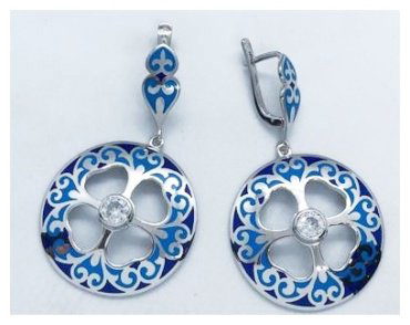 Серьги Кристалл-L С-25-45\1_гол вес 10 г серебро, фианит, эмаль - ForteMarket Серьги Кристалл-L С-25-45\1_гол вес 10 г серебро, фианит, эмаль купить,30000