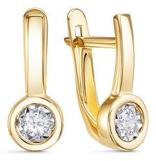 Серьги КЮЗ Дельта л1203581 вес 2 г золото, фианит купить,NaN