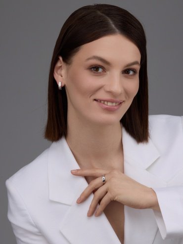 Серьги АЛЬКОР 02-4226_000Б-00 вес 3.6 г серебро, золото, бриллиант купить,NaN