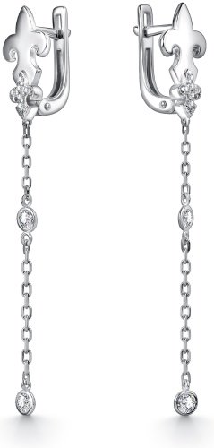 Серьги АЛЬКОР 02-4456_00СВ-00 вес 2.6 г серебро, фианит купить,NaN